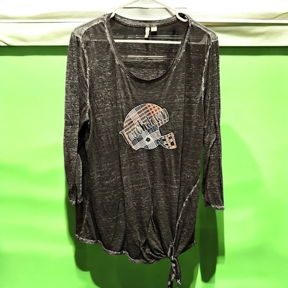 Touchdown football Graphic Black Long Sleeve Top burnout material size XL